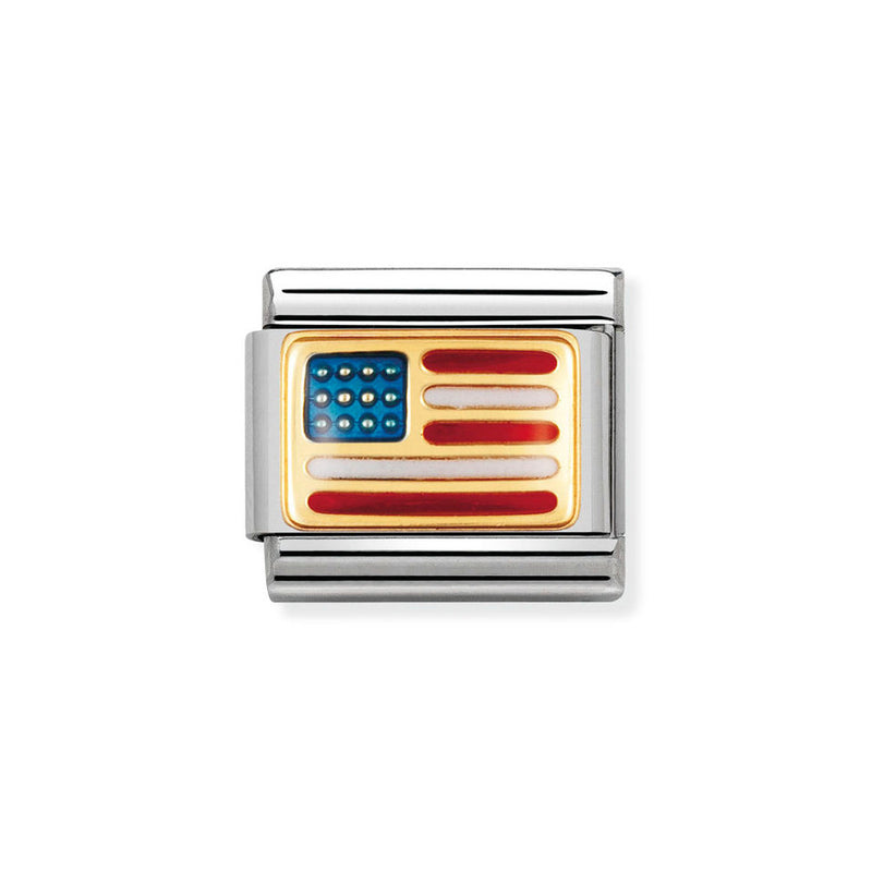 Nomination Classic Link USA Flag Charm in Gold