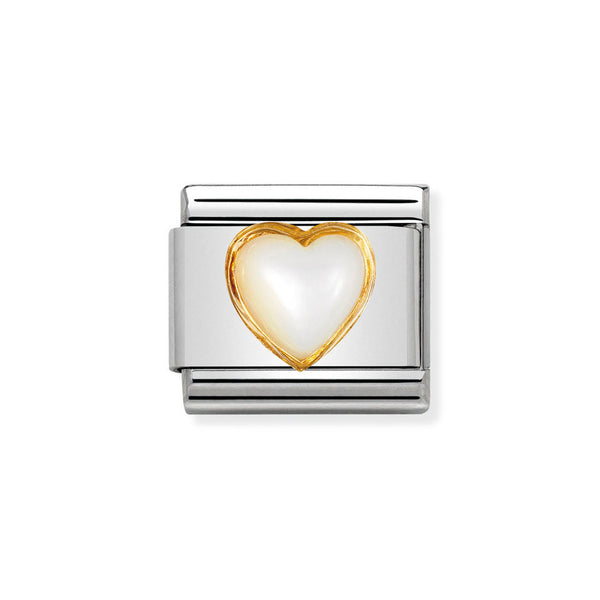 Nomination Classic Link Mother of Pearl  Heart Charm in Gold