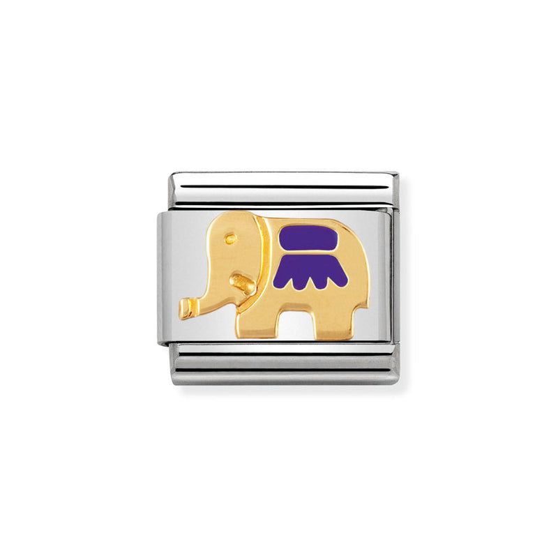 Nomination Classic Link Purple Elephant Charm in Gold