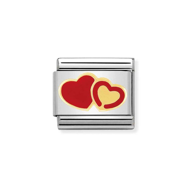 Nomination Classic Link Red & Gold Hearts Charm in Gold