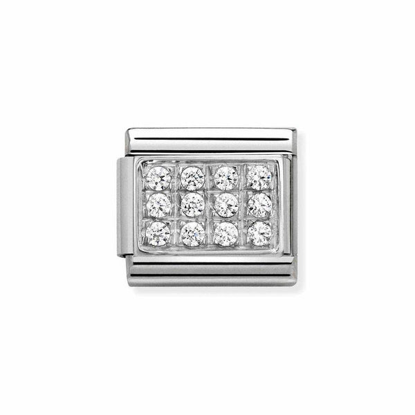 Nomination Classic Link White Pave CZ charm in Silver