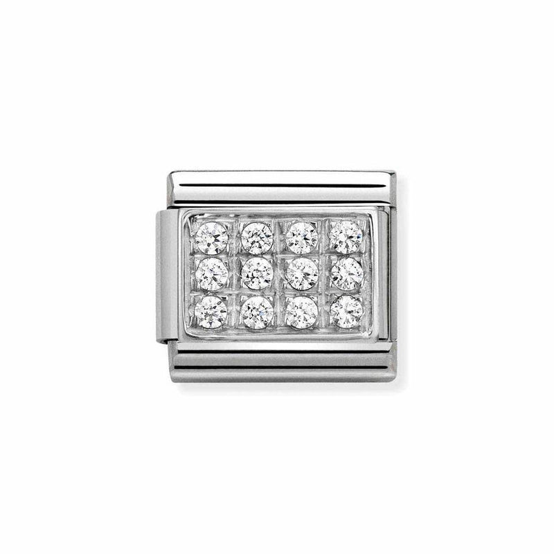 Nomination Classic Link White Pave CZ charm in Silver