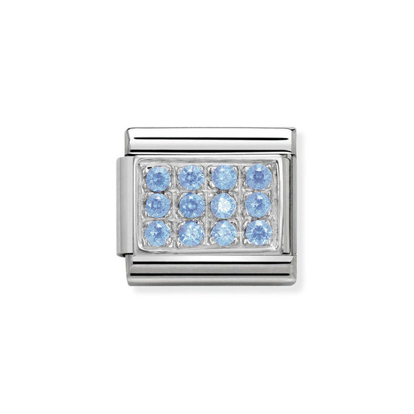 Nomination Classic Link Pale Blue Pave CZ charm in Silver