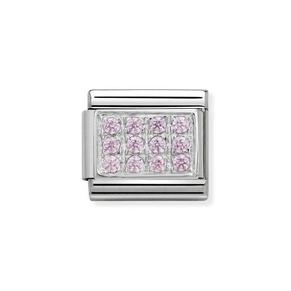 Nomination Classic Link Pink Pave charm in Silver