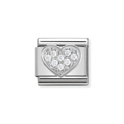 Nomination Classic Link of CZ Heart Charm in Silver