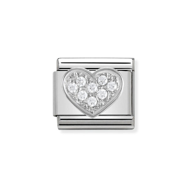 Nomination Classic Link of CZ Heart Charm in Silver