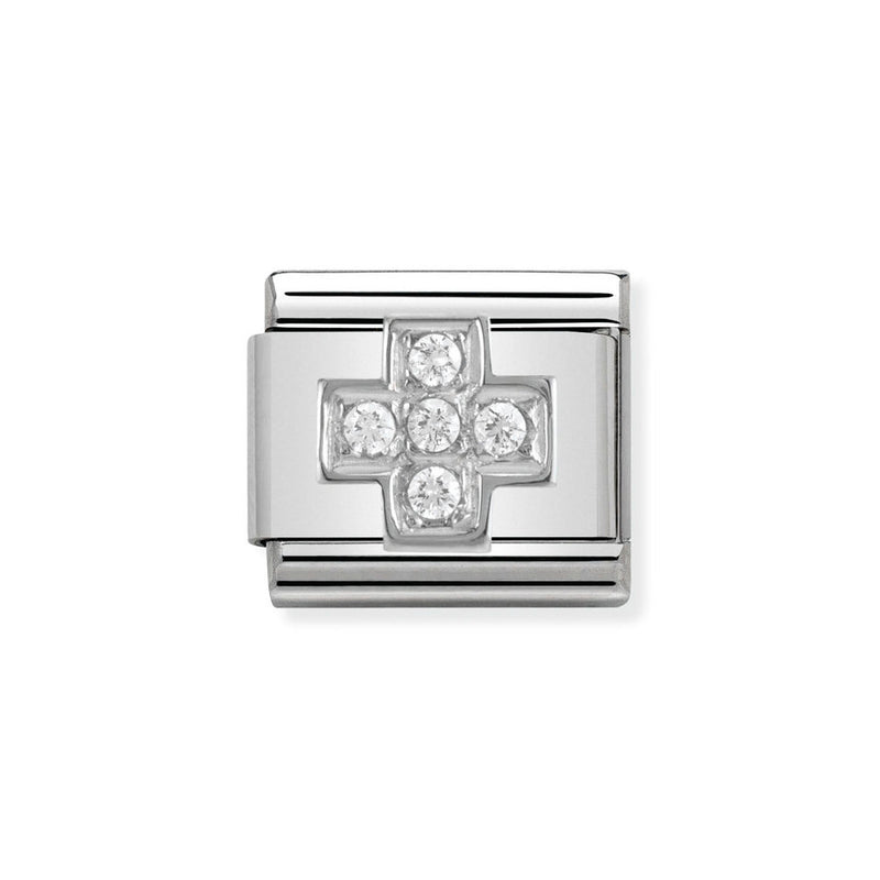 Nomination Classic Link CZ Cross Charm in Silver