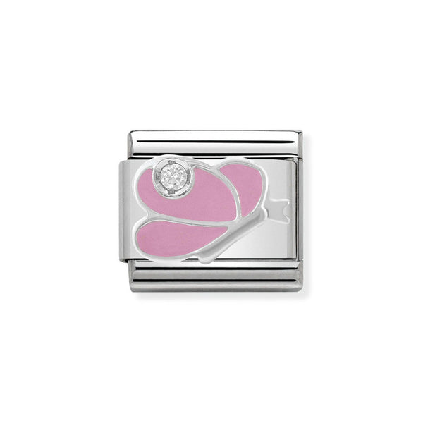 Nomination Classic Link Pink Butterfly with CZ Charm in Silver