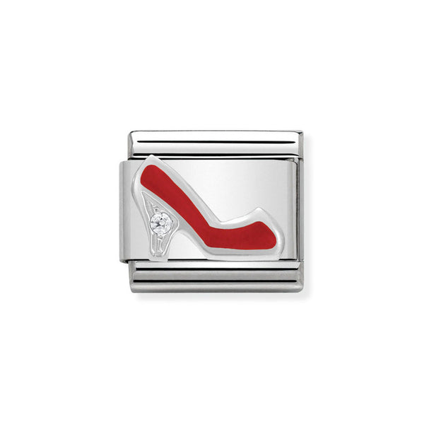 Nomination Classic Link CZ Red Shoe Charm in Silver