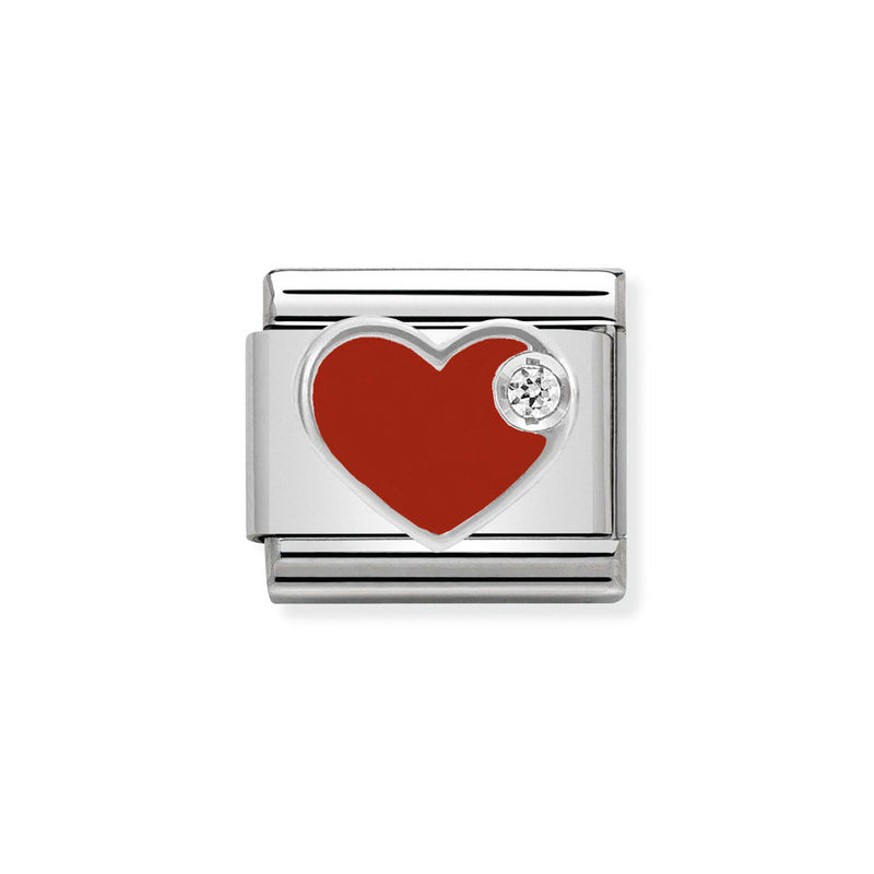 Nomination Classic Link of Red CZ Heart Charm in Silver
