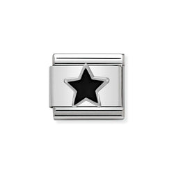 Nomination Classic Link Black Star Charm in Silver