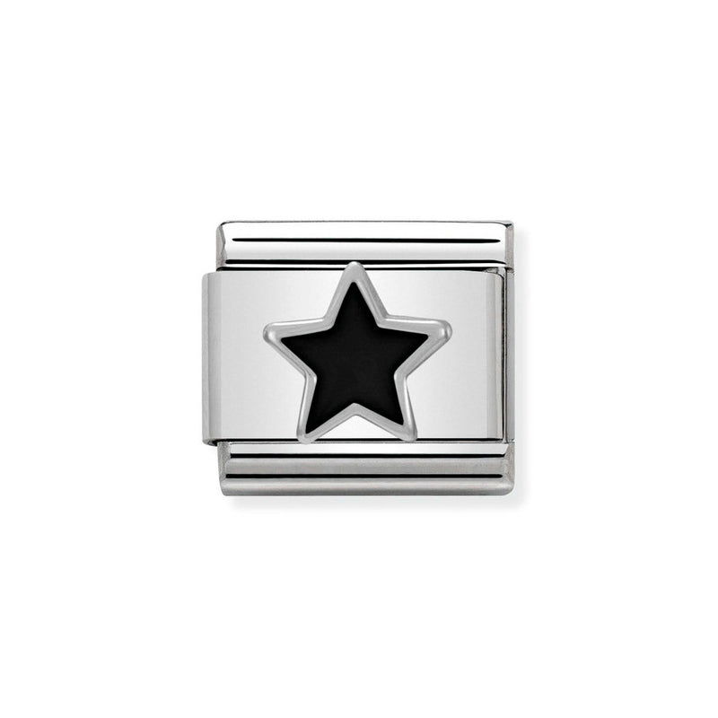 Nomination Classic Link Black Star Charm in Silver