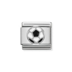 Nomination Classic Link Black & White Football Charm in Silver