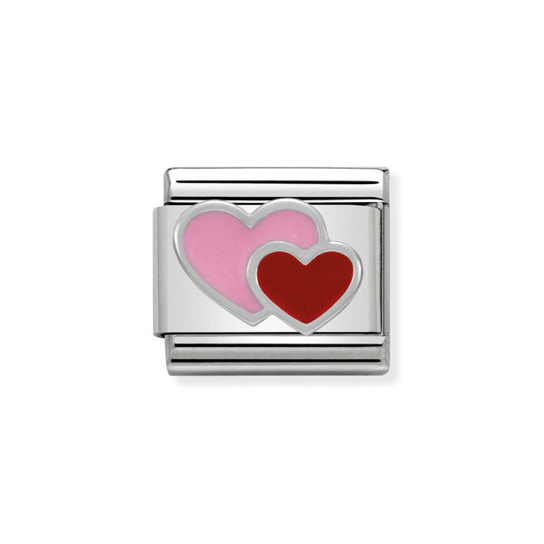 Nomination Classic Link Double Heart Charm in Silver