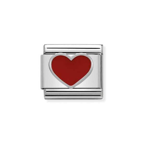 Nomination Classic Link Red Heart Charm in Silver