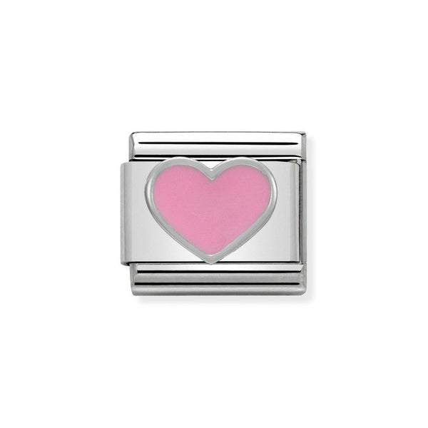 Nomination Classic Link Pink Heart Charm in Silver