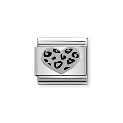 Nomination Classic Link Leopard Heart Charm in Silver