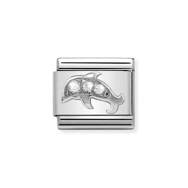 Nomination Classic Link Dolphin with CZ Charm in Silver