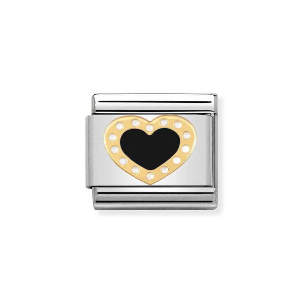 Nomination Classic Link Black Heart with Dots Charm in Gold