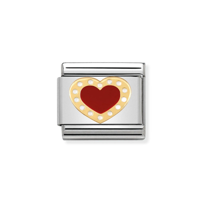 Nomination Classic Link Red Heart with Dots Charm in Gold