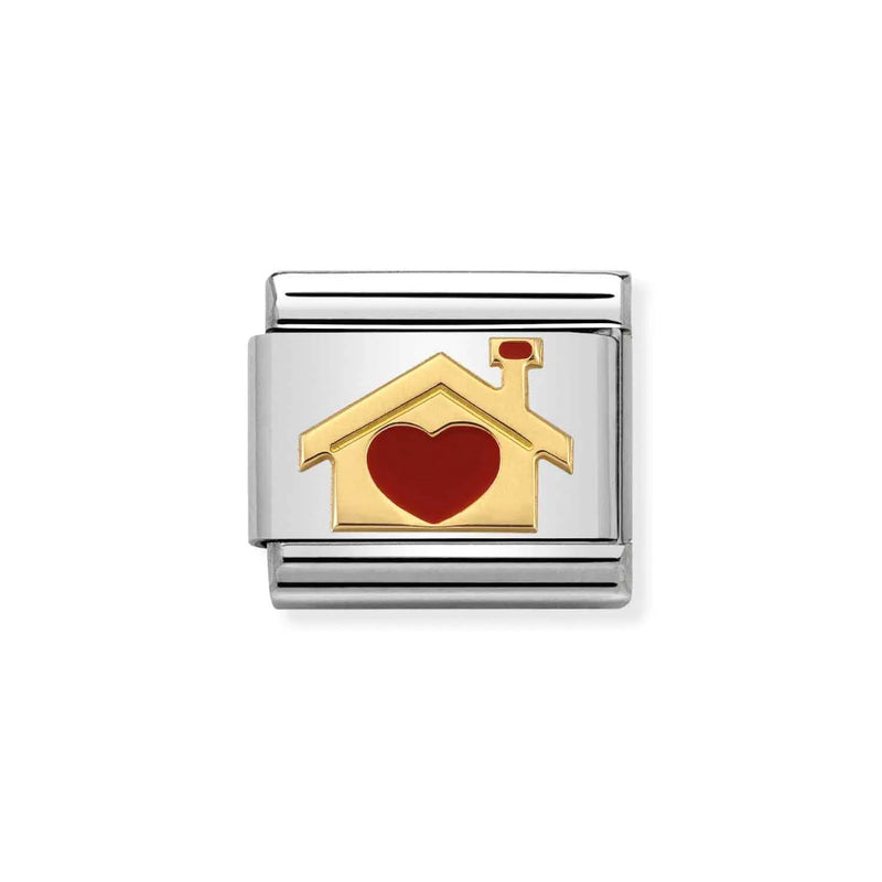 Nomination Classic Link Home with Red Heart Charm in Gold