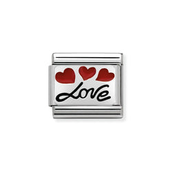 Nomination Classic Link Love with Hearts Charm in Silver