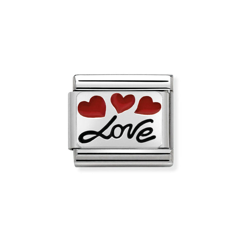 Nomination Classic Link Love with Hearts Charm in Silver