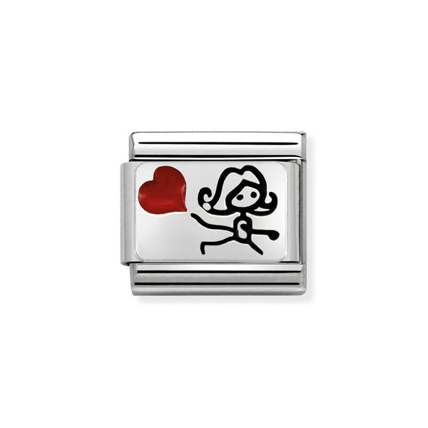 Nomination Classic Link Girl with Heart Balloon Charm in Silver