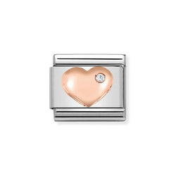 Nomination Classic Link Heart with CZ Charm in Rose Gold