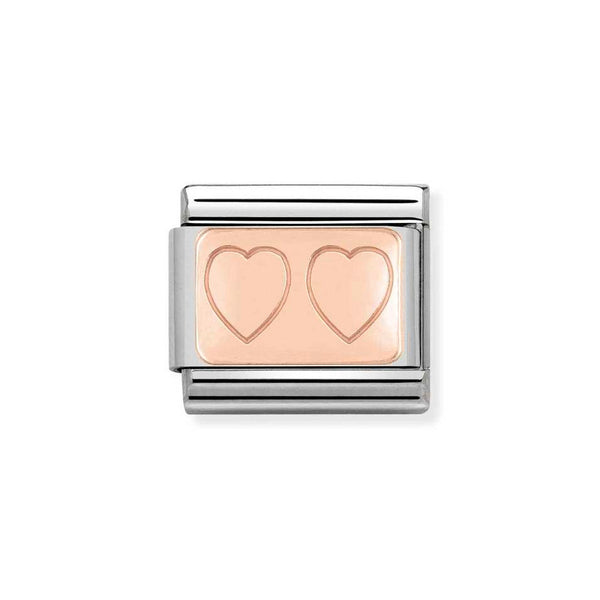 Nomination Classic Link Double Heart Charm in Rose Gold