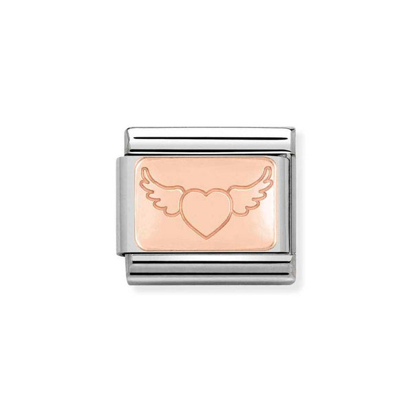 Nomination Classic Link Flying Heart Charm in Rose Gold