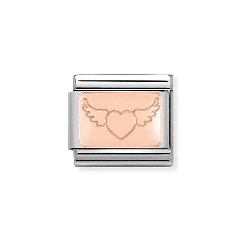 Nomination Classic Link Flying Heart Charm in Rose Gold