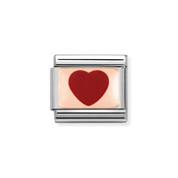 Nomination Classic Link Red Heart Charm in Rose Gold