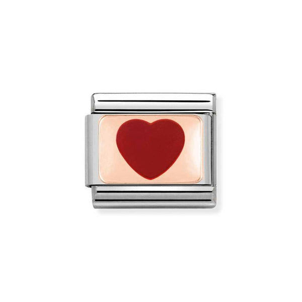 Nomination Classic Link Red Heart Charm in Rose Gold