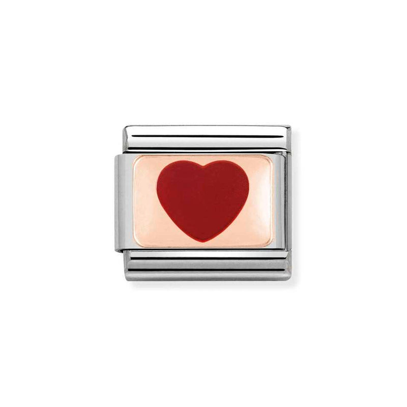 Nomination Classic Link Red Heart Charm in Rose Gold