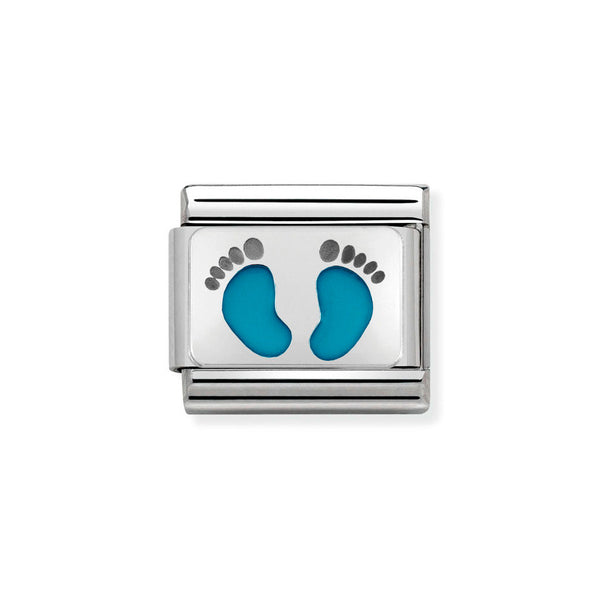 Nomination Classic Link Blue Footprints Charm in Silver