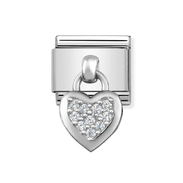 Nomination Classic Link Pendant CZ Heart Charm in Silver