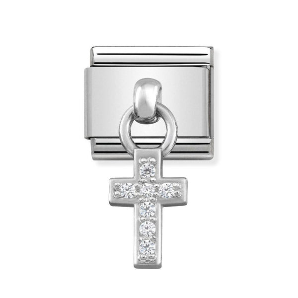 Nomination Classic Link Pendant CZ Cross Charm in Silver