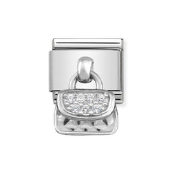 Nomination Classic Link Pendant CZ  Handbag Charm in Silver