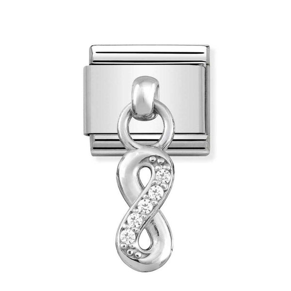 Nomination Classic Link Pendant CZ Infinity Charm in Silver