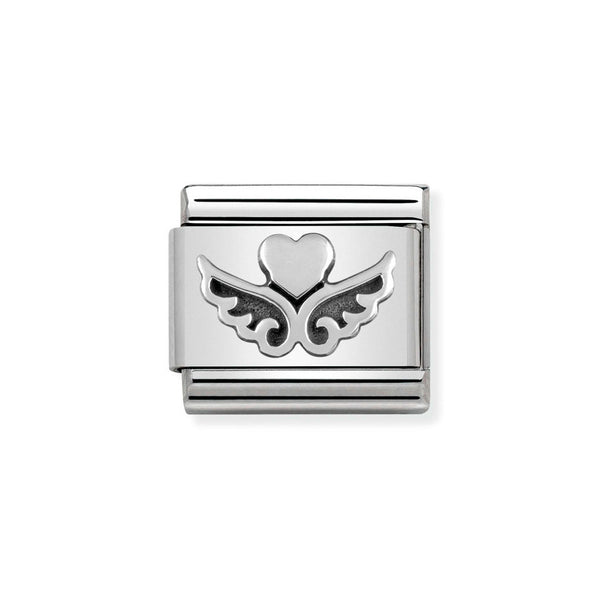 Nomination Classic Link Heart with Wings Charm in Silver