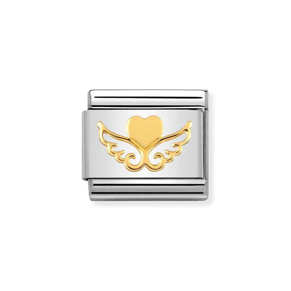 Nomination Classic Link Heart with Wings Charm in Gold