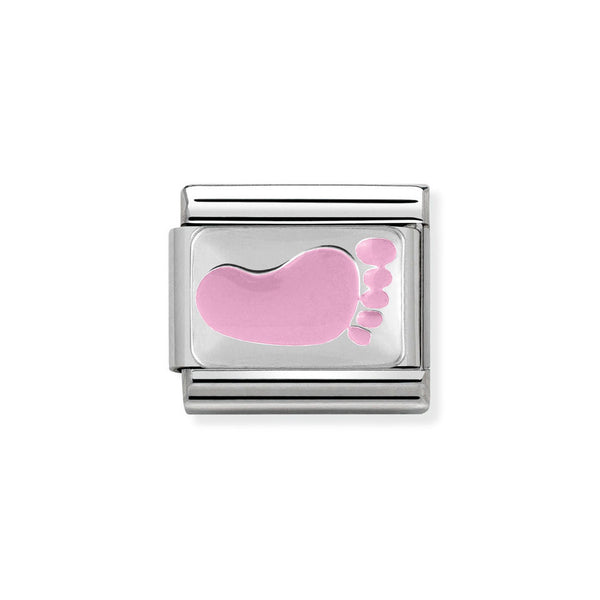 Nomination Classic Link Pink Footprint Charm in Silver