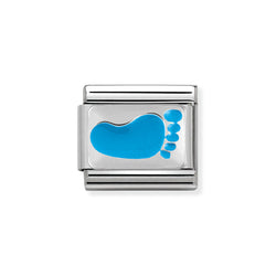 Nomination Classic Link Blue Footprint Charm in Silver