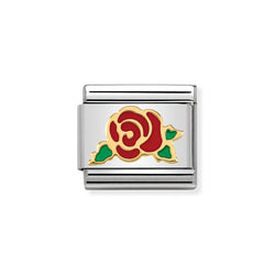 Nomination Classic Link Red Rose Versailles Charm in Gold