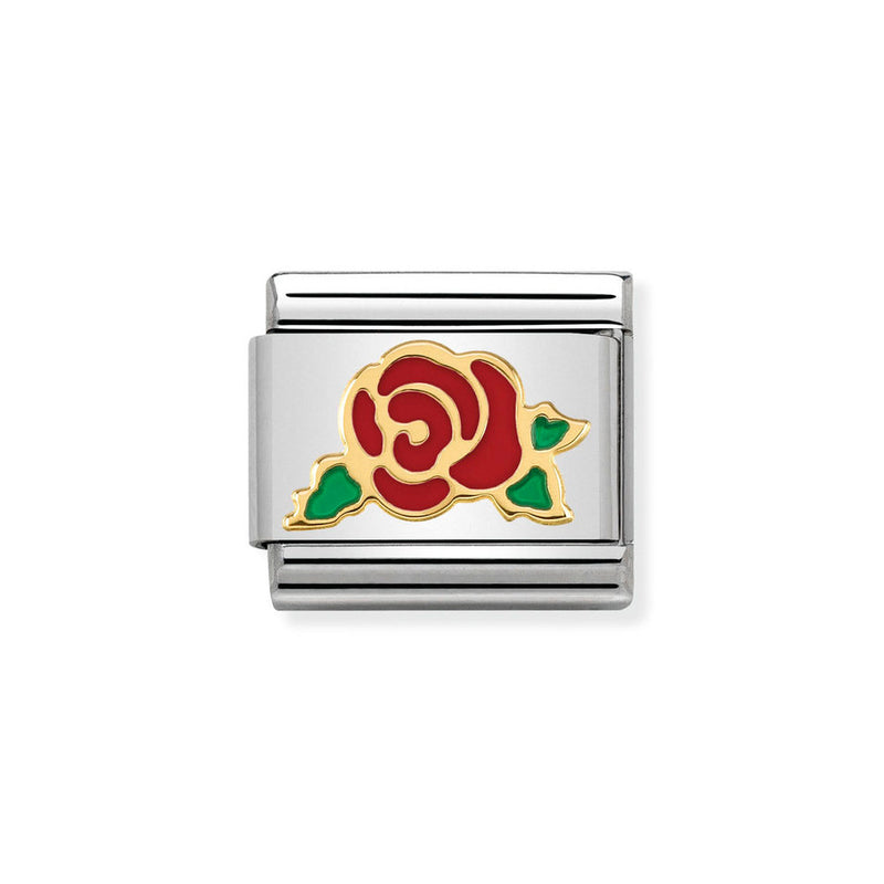 Nomination Classic Link Red Rose Versailles Charm in Gold