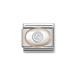 Nomination Classic Link White Mother of Pearl CZ Charm in Rose Gold