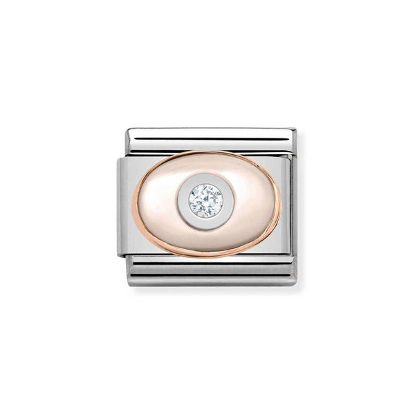 Nomination Classic Link Pink Mother of Pearl CZ Charm in Rose Gold