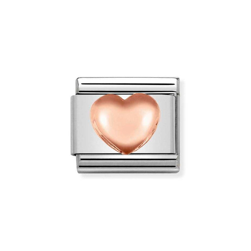 Nomination Classic Link Raised Heart Charm in Rose Gold