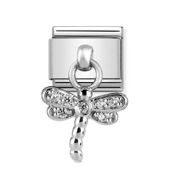 Nomination Classic Link Pendant CZ Dragonfly Charm in Silver